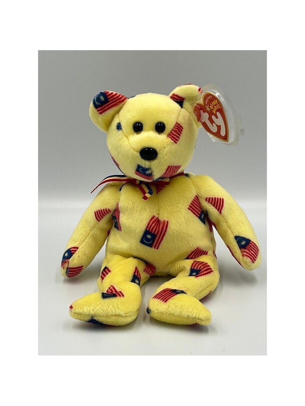 Ty Beanie Babies Vintage 2005 Negaraku Malaysia Flag Bear Tag Protector